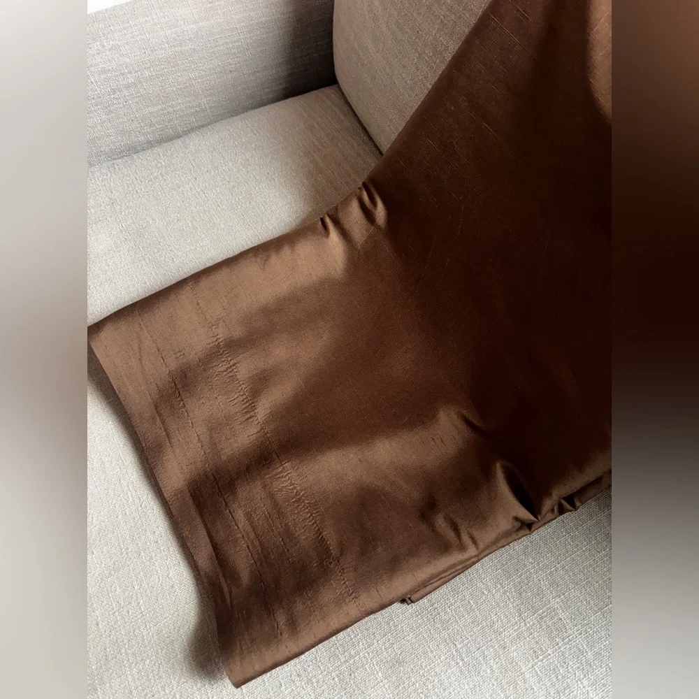 Pottery Barn Silk Dupioni Pole Pocket Lined Drapes, Brown, 2 Panels